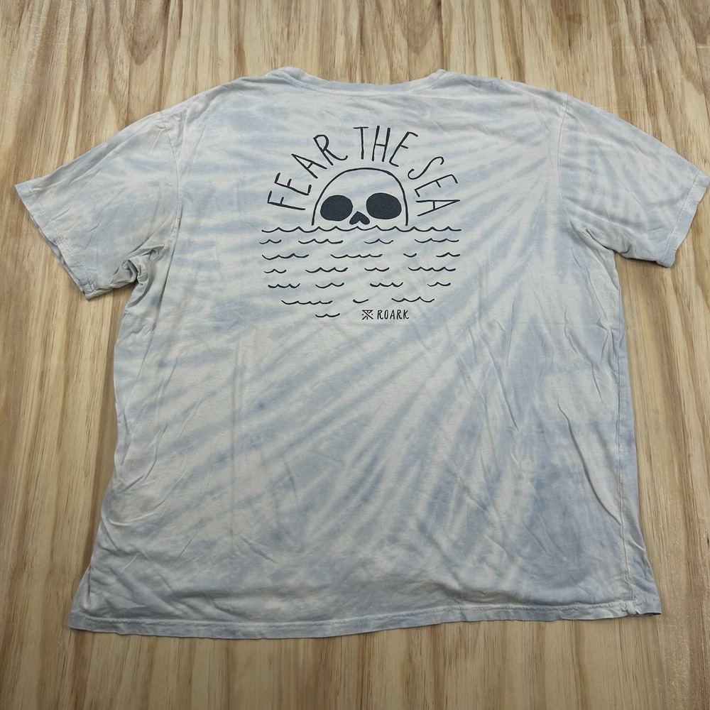 Roark Fear The Sea Tie Dye T Shirt 2XL Blue White Mens Short Sleeve Graphic